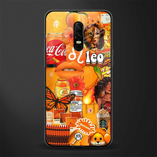 leo aesthetic collage glass case for oneplus 6 image
