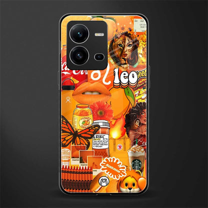 leo aesthetic collage back phone cover | glass case for vivo v25-5g