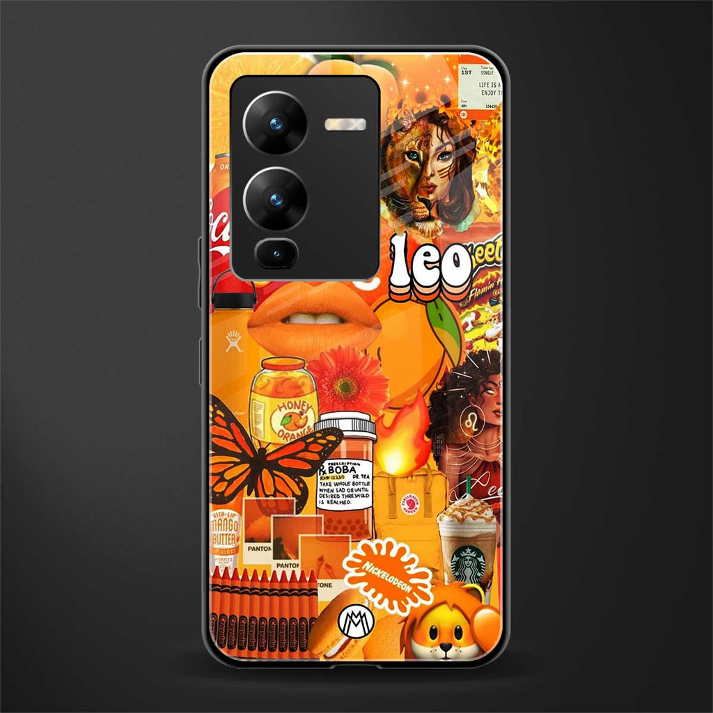 leo aesthetic collage back phone cover | glass case for vivo v25 pro 5g