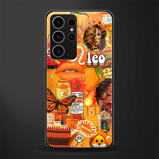 leo aesthetic collage glass case for phone case | glass case for samsung galaxy s23 ultra