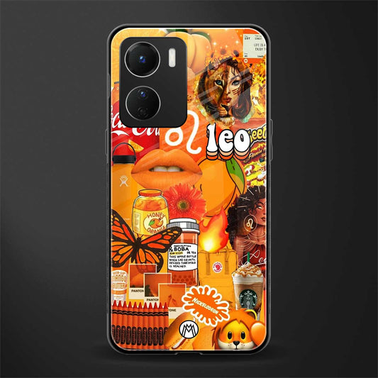 leo aesthetic collage back phone cover | glass case for vivo y16