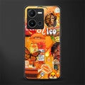leo aesthetic collage back phone cover | glass case for vivo y35 4g