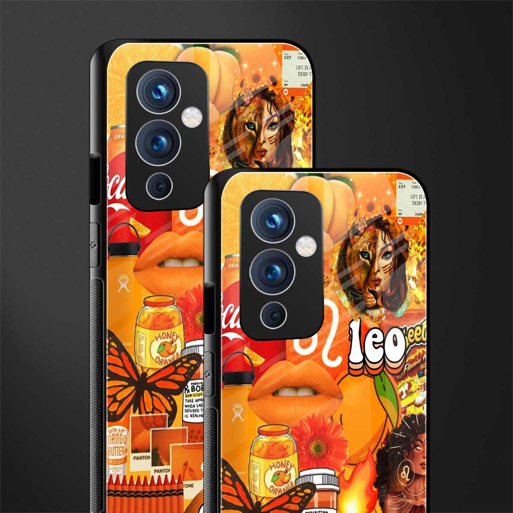 leo aesthetic collage back phone cover | glass case for oneplus 9