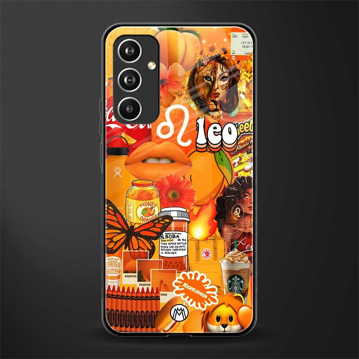 leo aesthetic collage back phone cover | glass case for samsung galaxy a54 5g