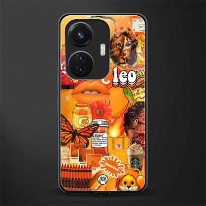 leo aesthetic collage back phone cover | glass case for vivo t1 44w 4g