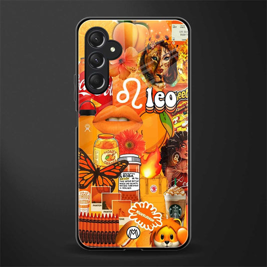 leo aesthetic collage back phone cover | glass case for samsun galaxy a24 4g