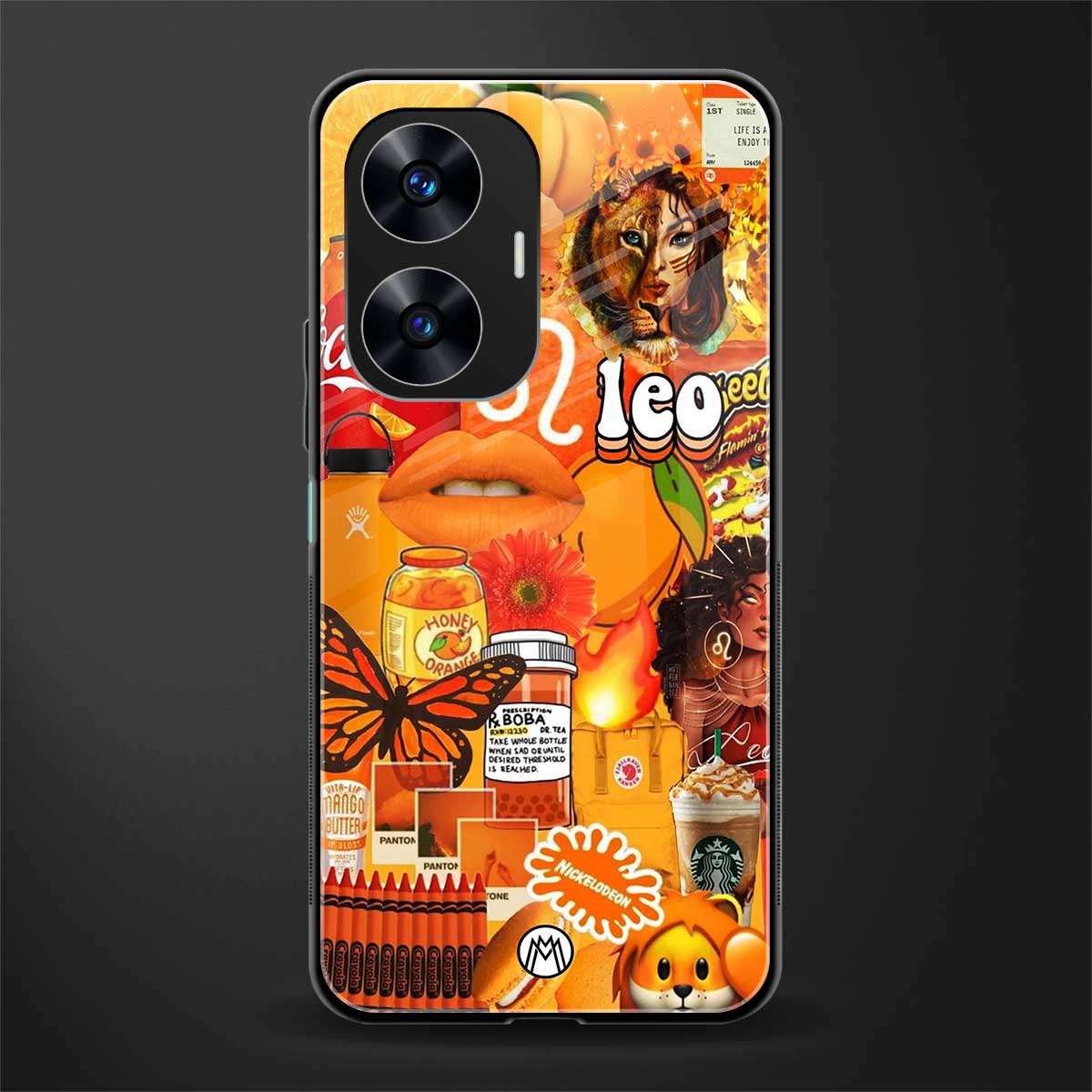 leo aesthetic collage back phone cover | glass case for realme c55