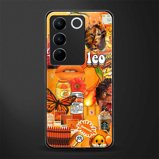 leo aesthetic collage back phone cover | glass case for vivo v27 pro 5g