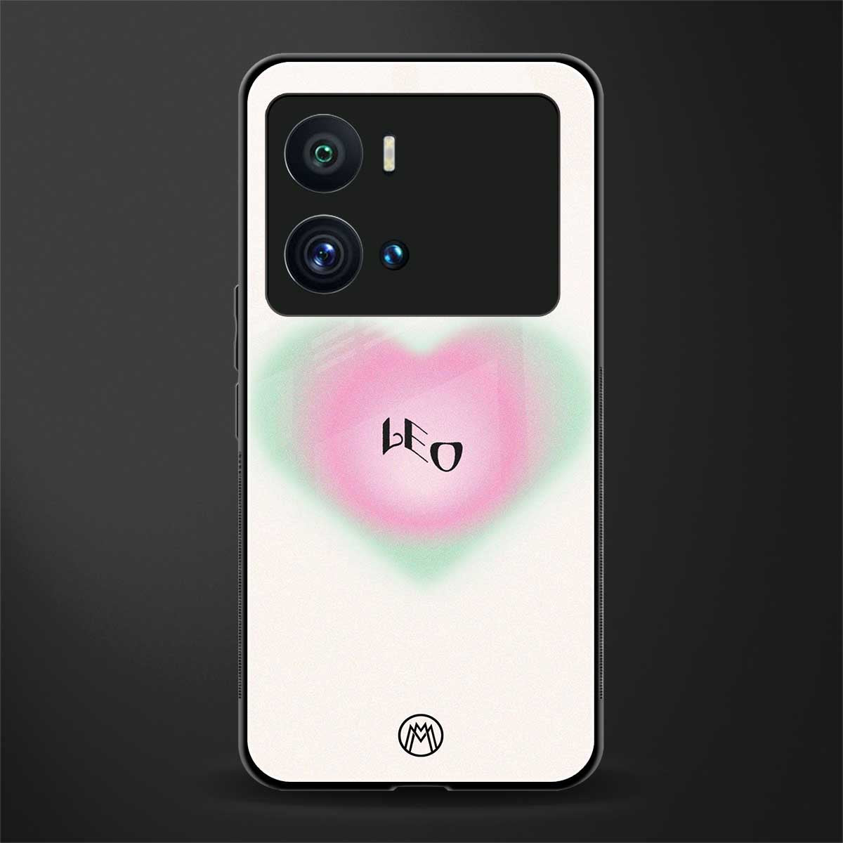 leo minimalistic back phone cover | glass case for iQOO 9 Pro