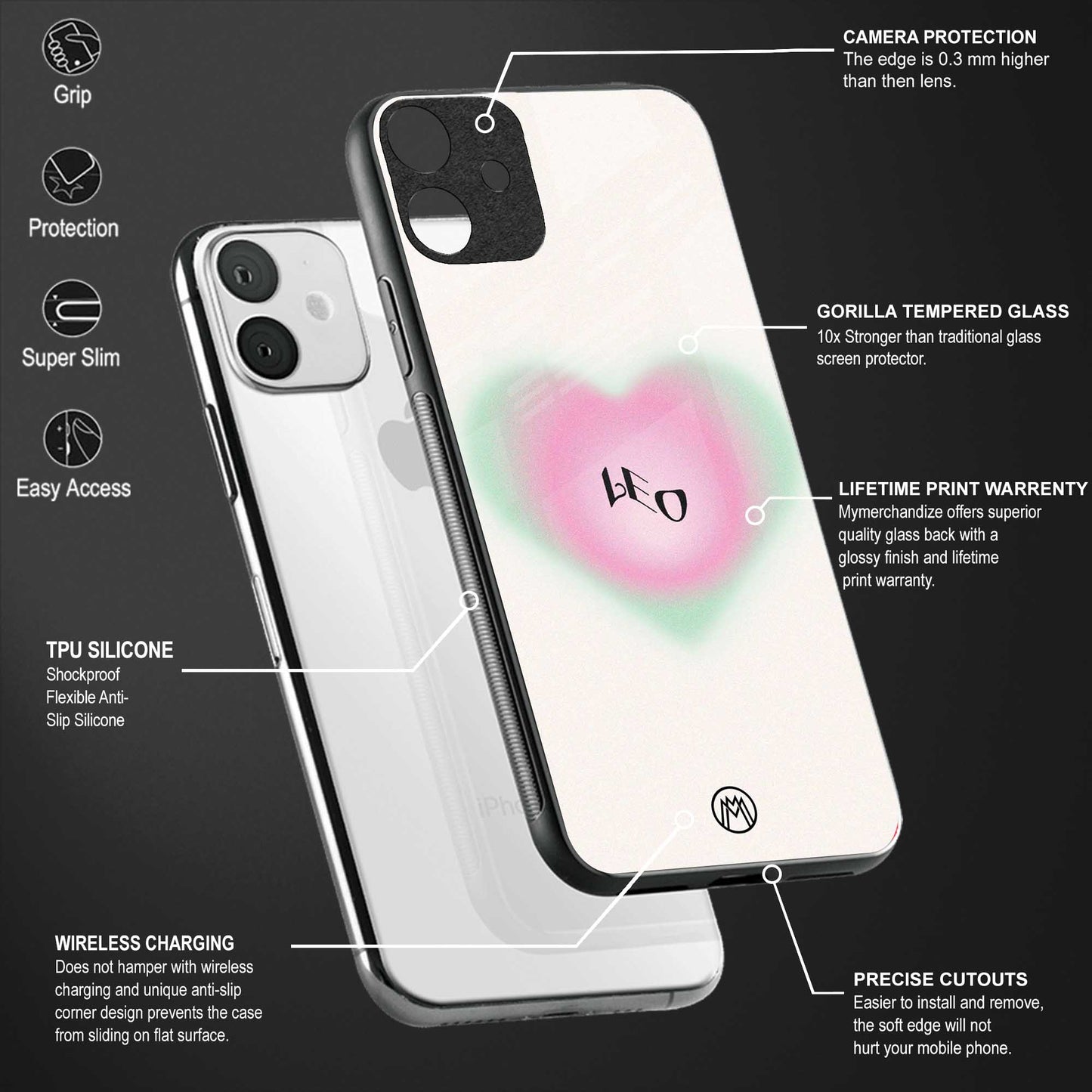 leo minimalistic back phone cover | glass case for vivo v25-5g