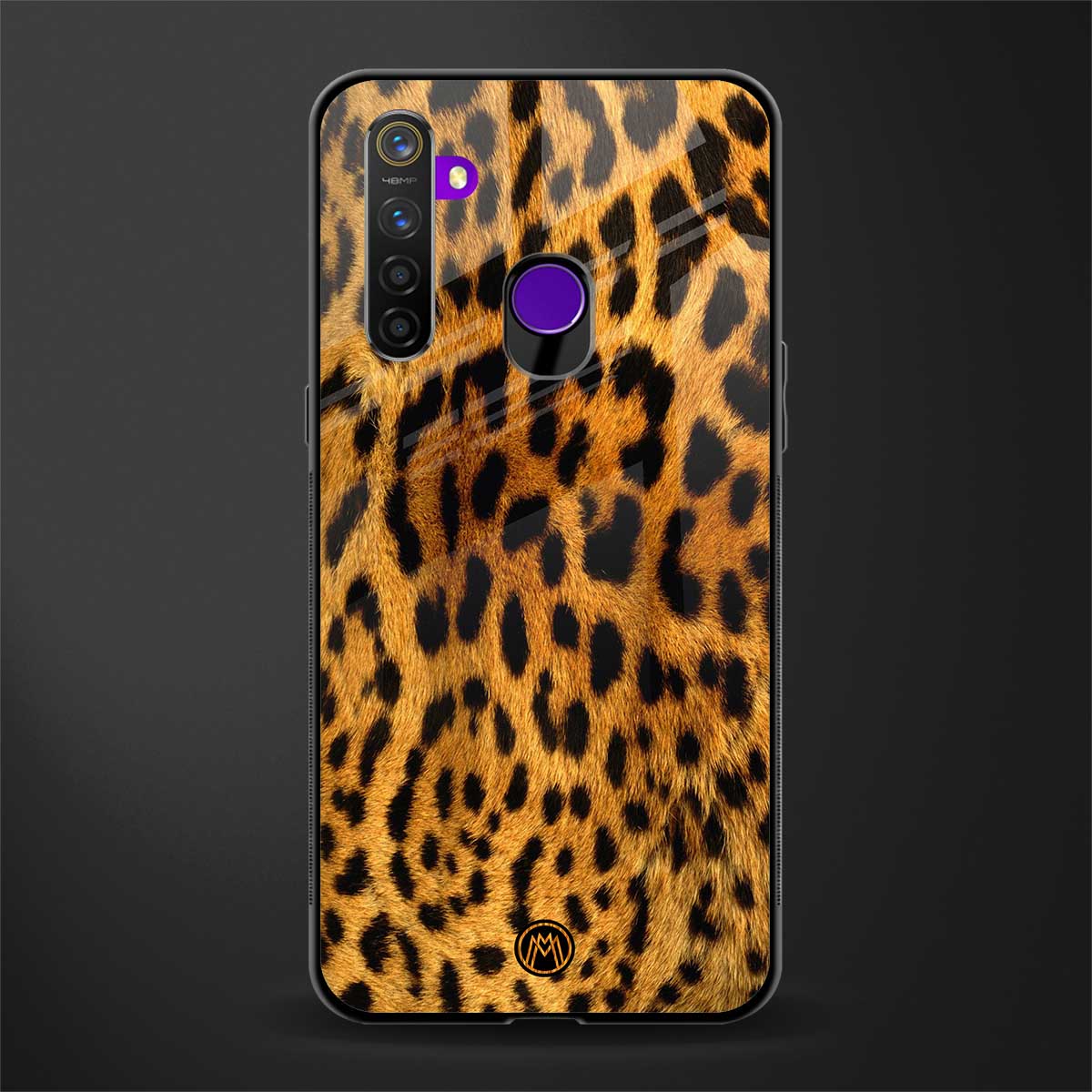 leopard fur glass case for realme 5 image