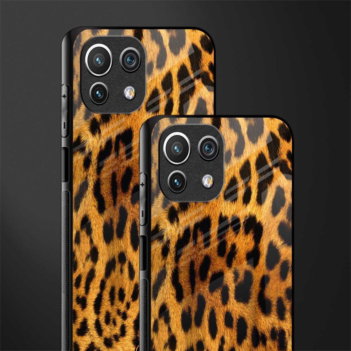 leopard fur glass case for mi 11 lite image-2