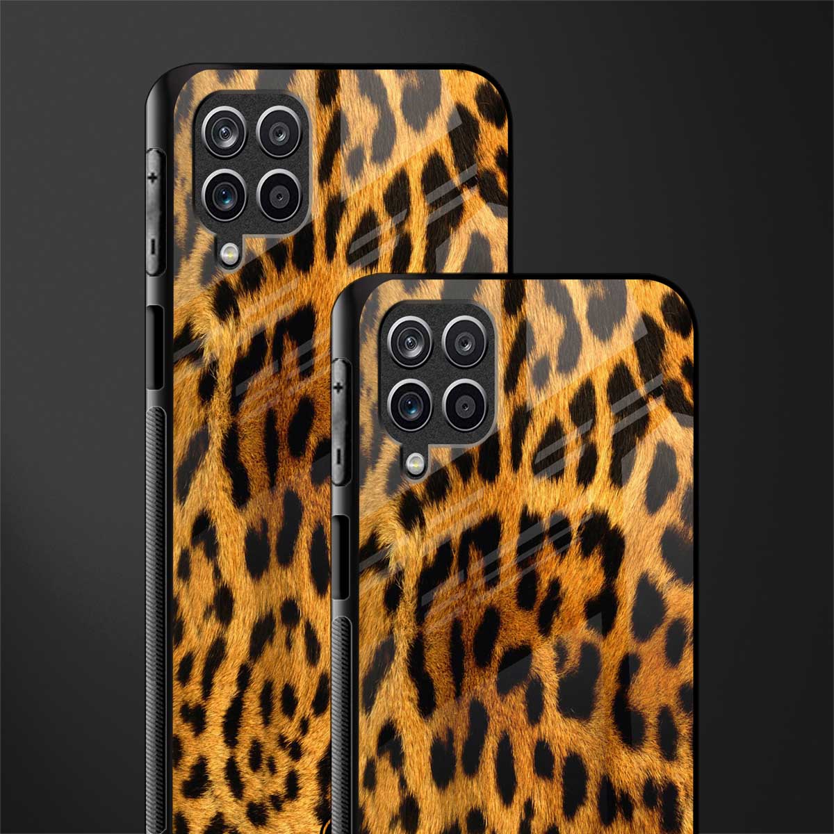 leopard fur back phone cover | glass case for samsung galaxy a22 4g