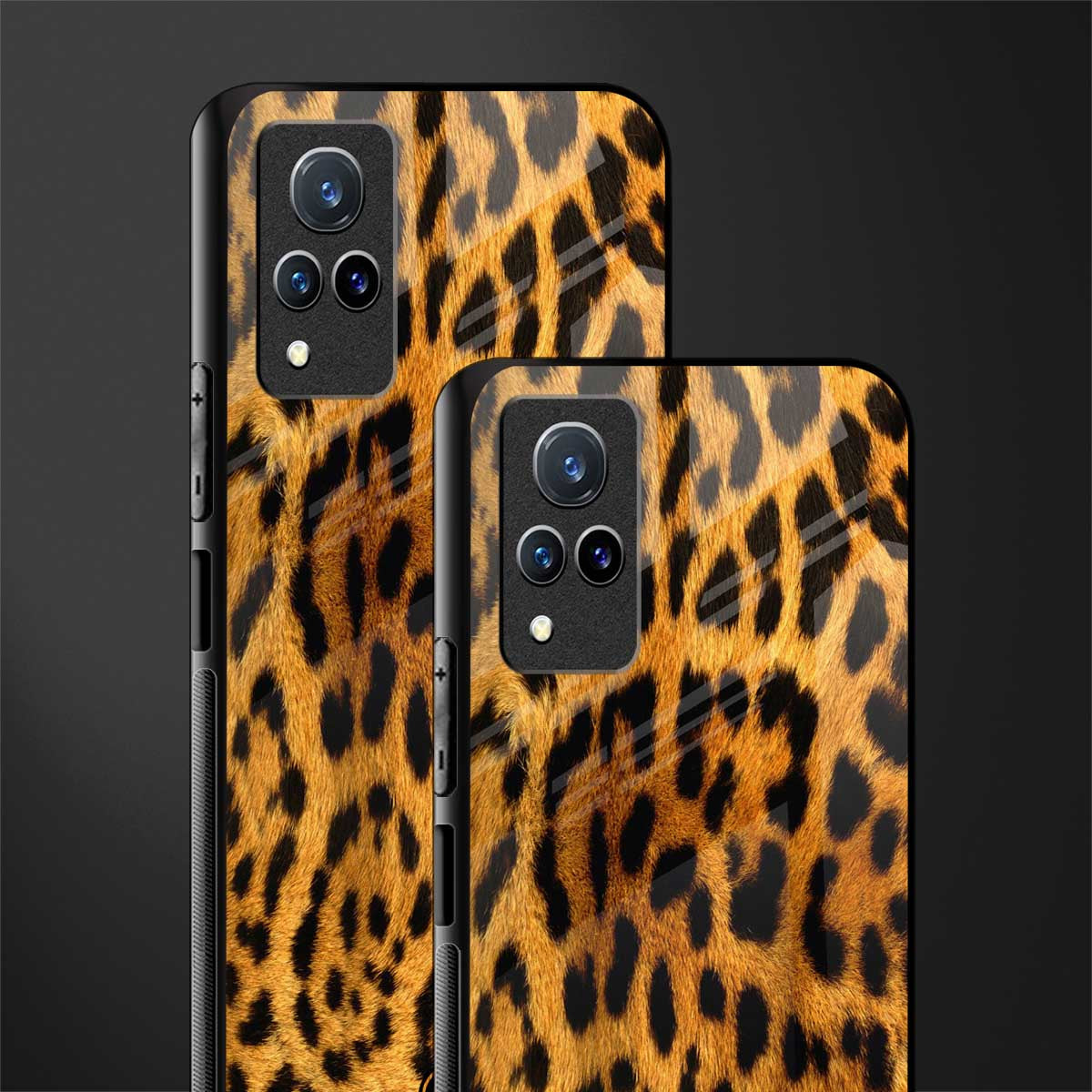 leopard fur glass case for vivo v21 5g image-2