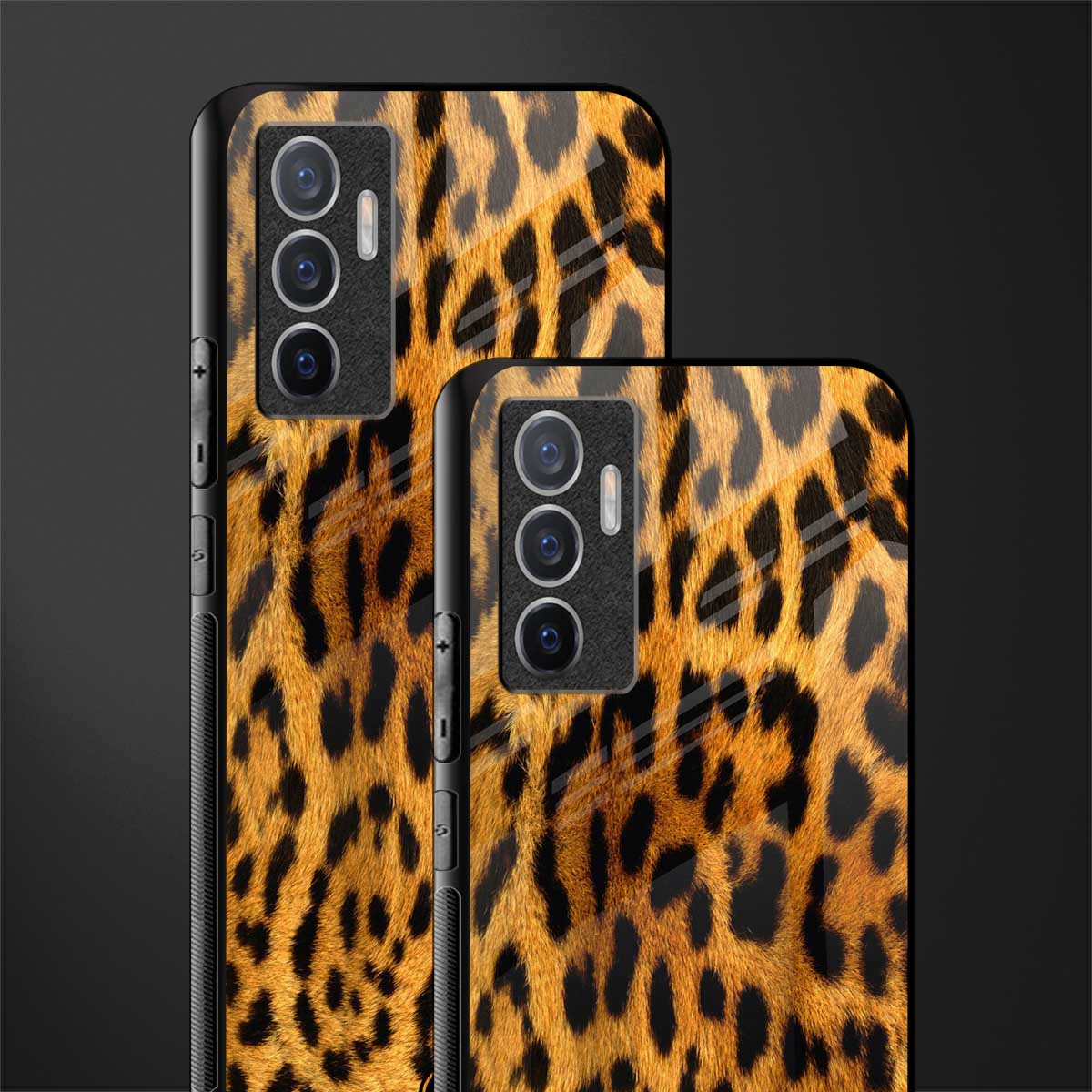 leopard fur glass case for vivo v23e image-2