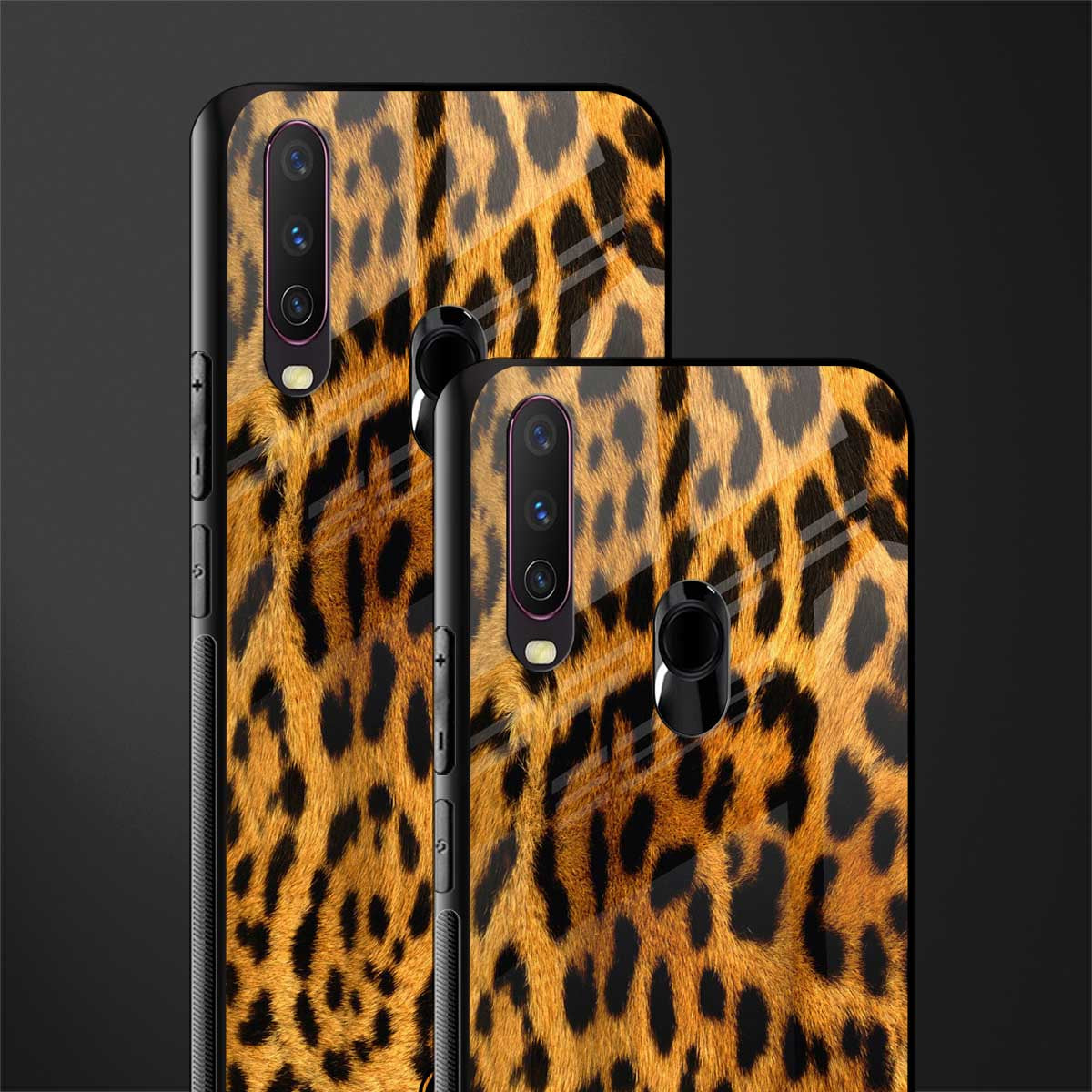 leopard fur glass case for vivo y17 image-2