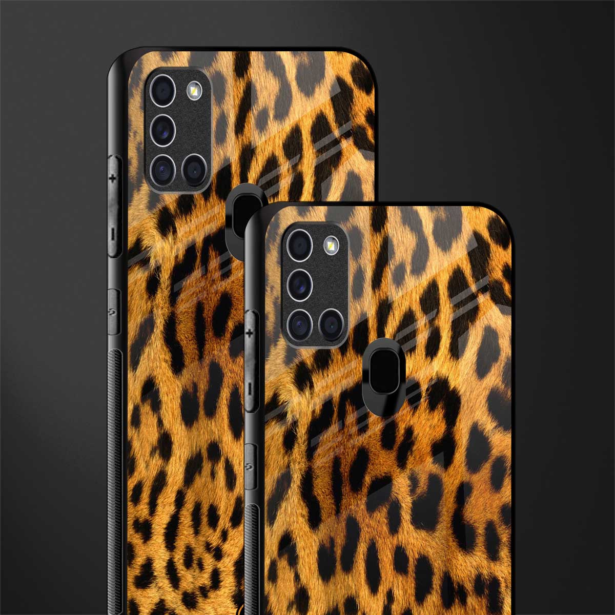 leopard fur glass case for samsung galaxy a21s image-2
