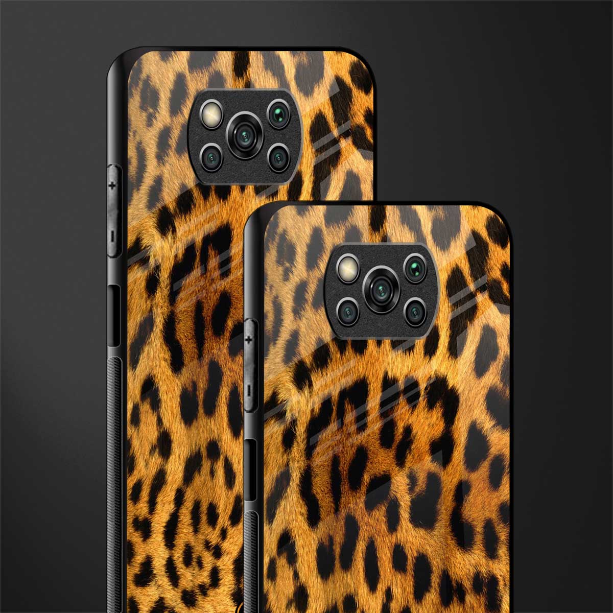 leopard fur glass case for poco x3 image-2