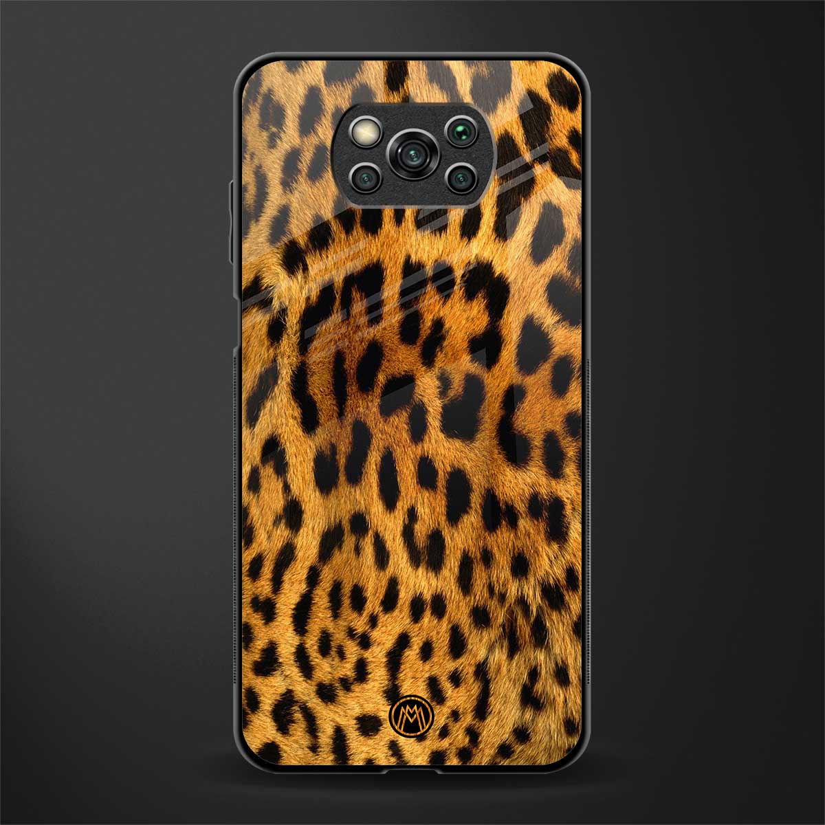 leopard fur glass case for poco x3 image