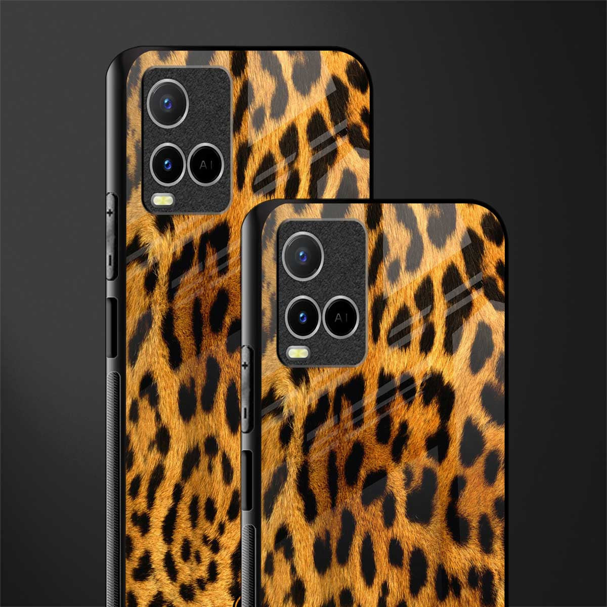 leopard fur glass case for vivo y21t image-2