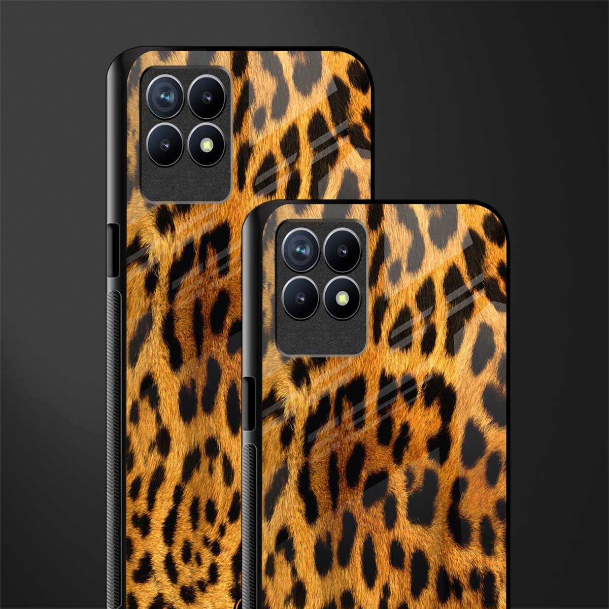 leopard fur glass case for realme 8i image-2