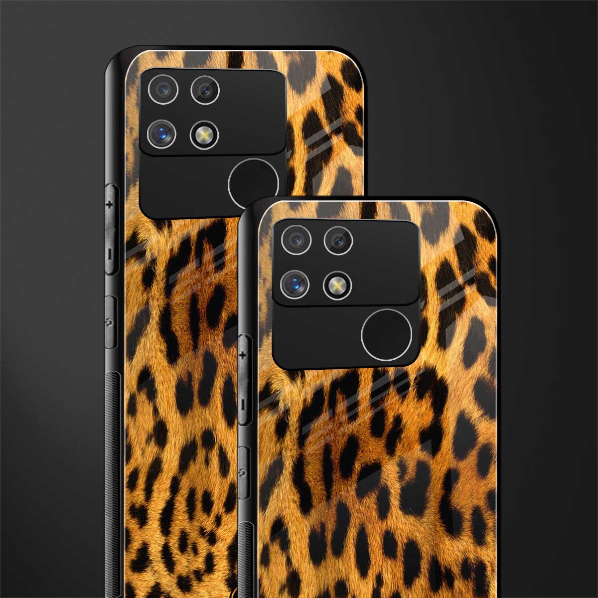 leopard fur back phone cover | glass case for realme narzo 50a