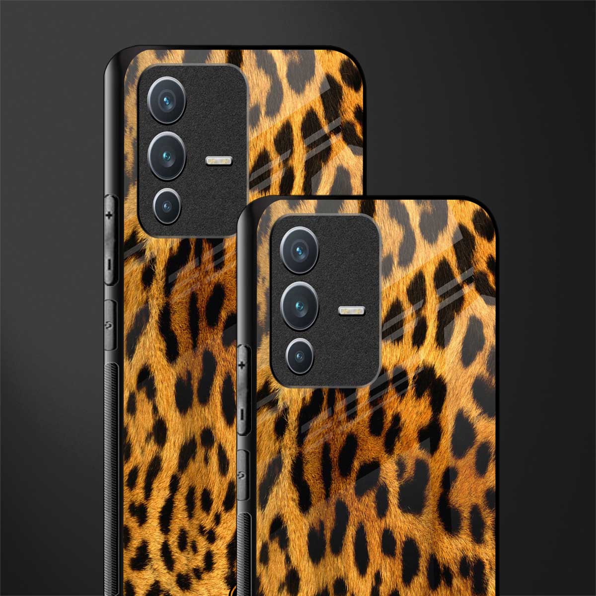 leopard fur glass case for vivo v23 5g image-2