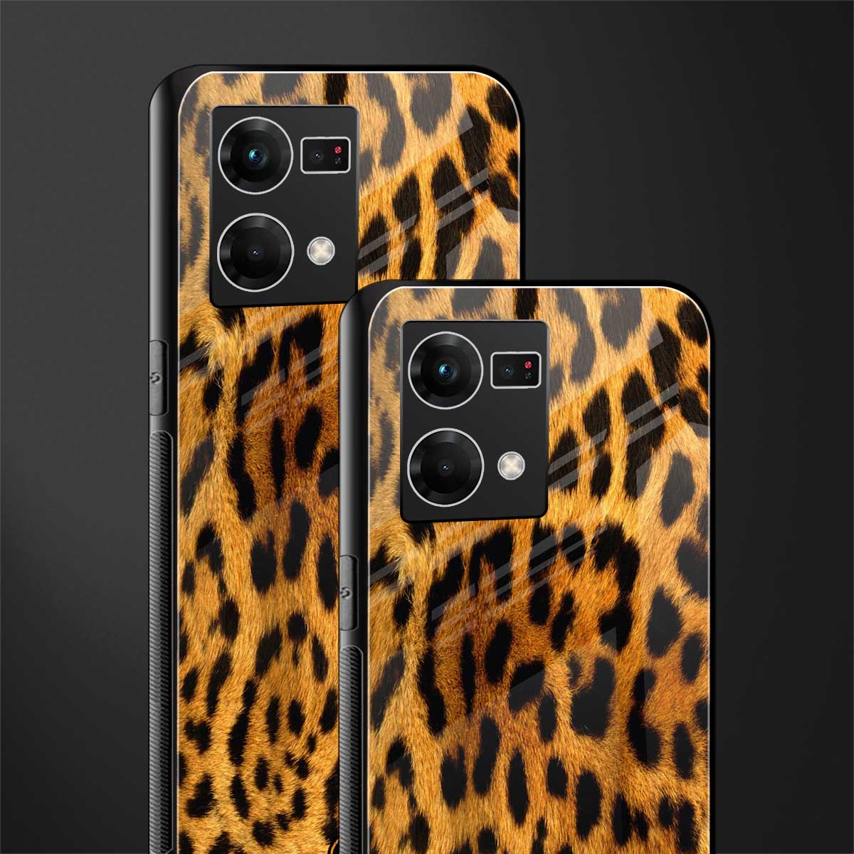 leopard fur back phone cover | glass case for oppo f21 pro 4g