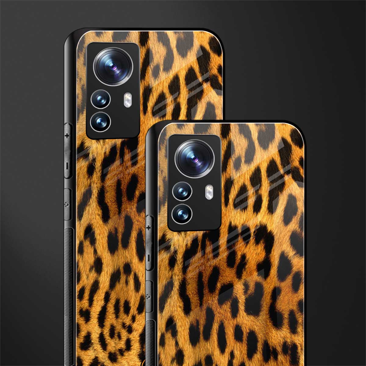 leopard fur back phone cover | glass case for xiaomi 12 pro