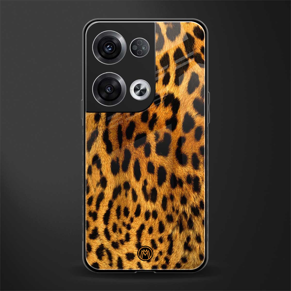 leopard fur back phone cover | glass case for oppo reno 8