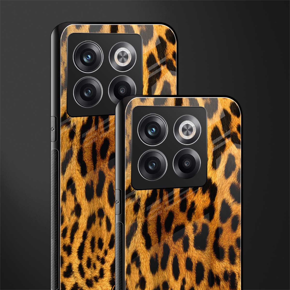 leopard fur back phone cover | glass case for oneplus 10t