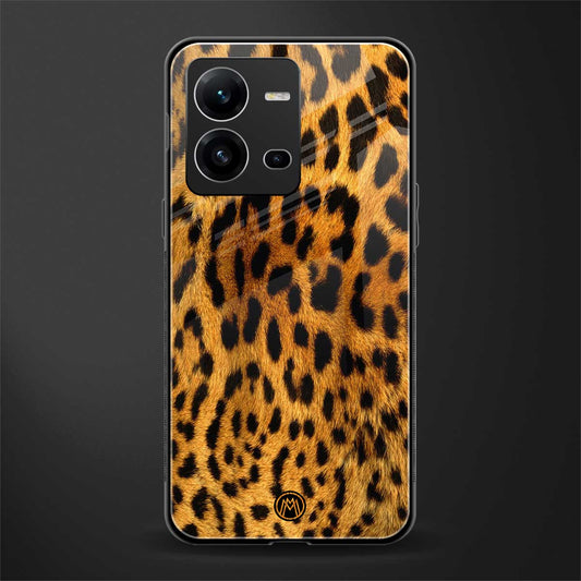 leopard fur back phone cover | glass case for vivo v25-5g
