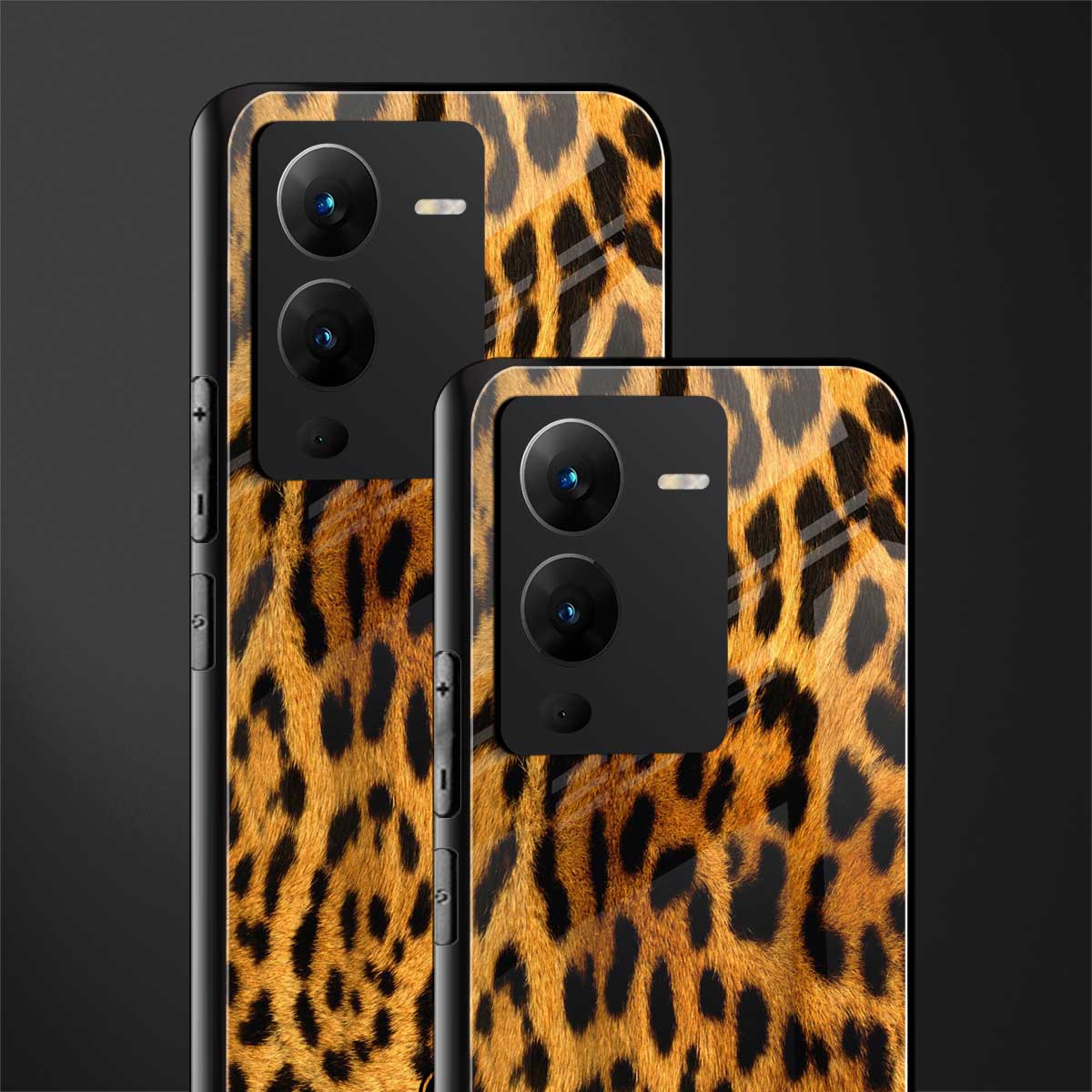 leopard fur back phone cover | glass case for vivo v25 pro 5g