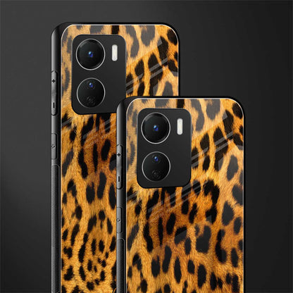 leopard fur back phone cover | glass case for vivo y16