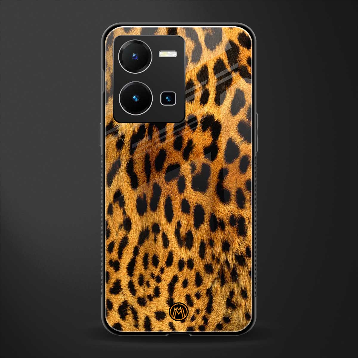 leopard fur back phone cover | glass case for vivo y35 4g