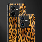 leopard fur back phone cover | glass case for vivo y22