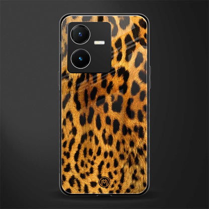 leopard fur back phone cover | glass case for vivo y22