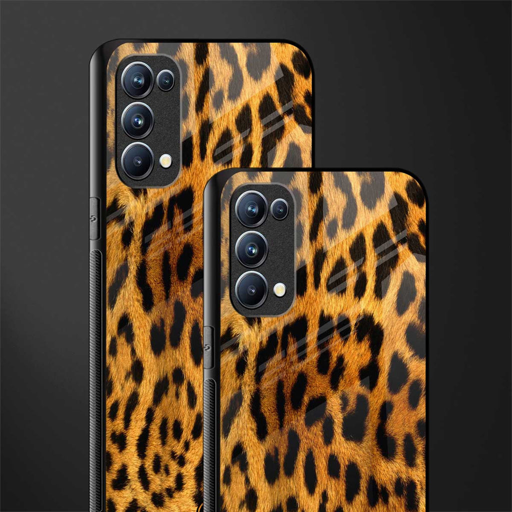 leopard fur back phone cover | glass case for oppo reno 5
