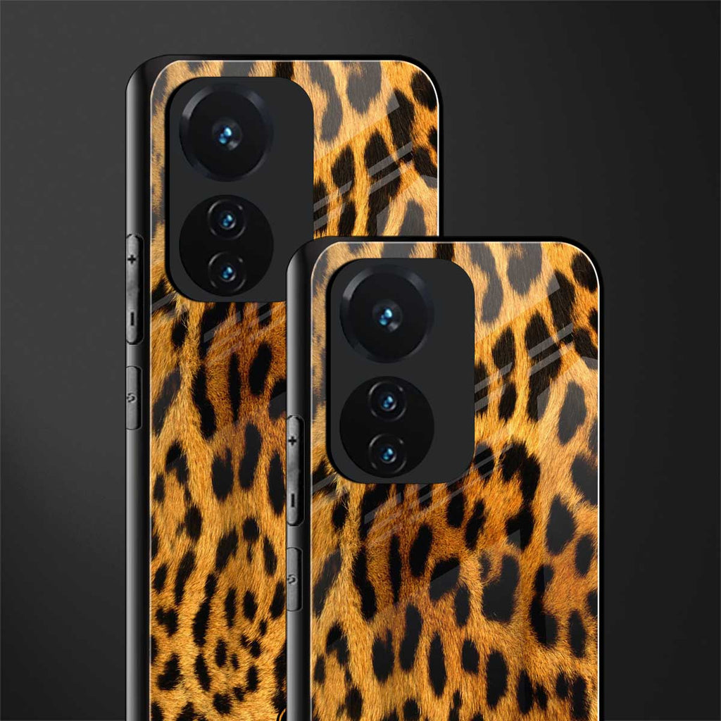 leopard fur back phone cover | glass case for vivo t1 44w 4g