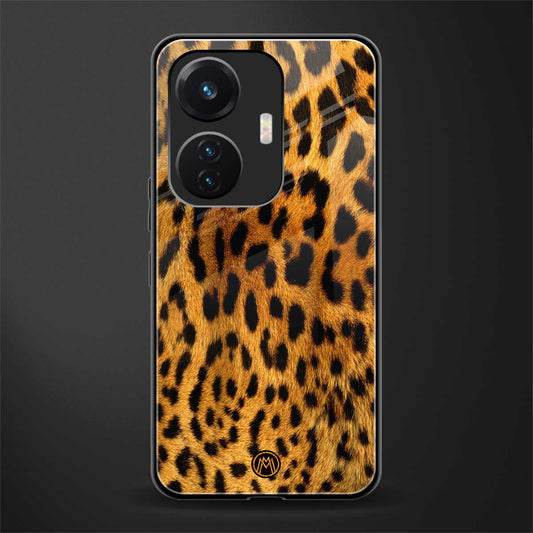 leopard fur back phone cover | glass case for vivo t1 44w 4g