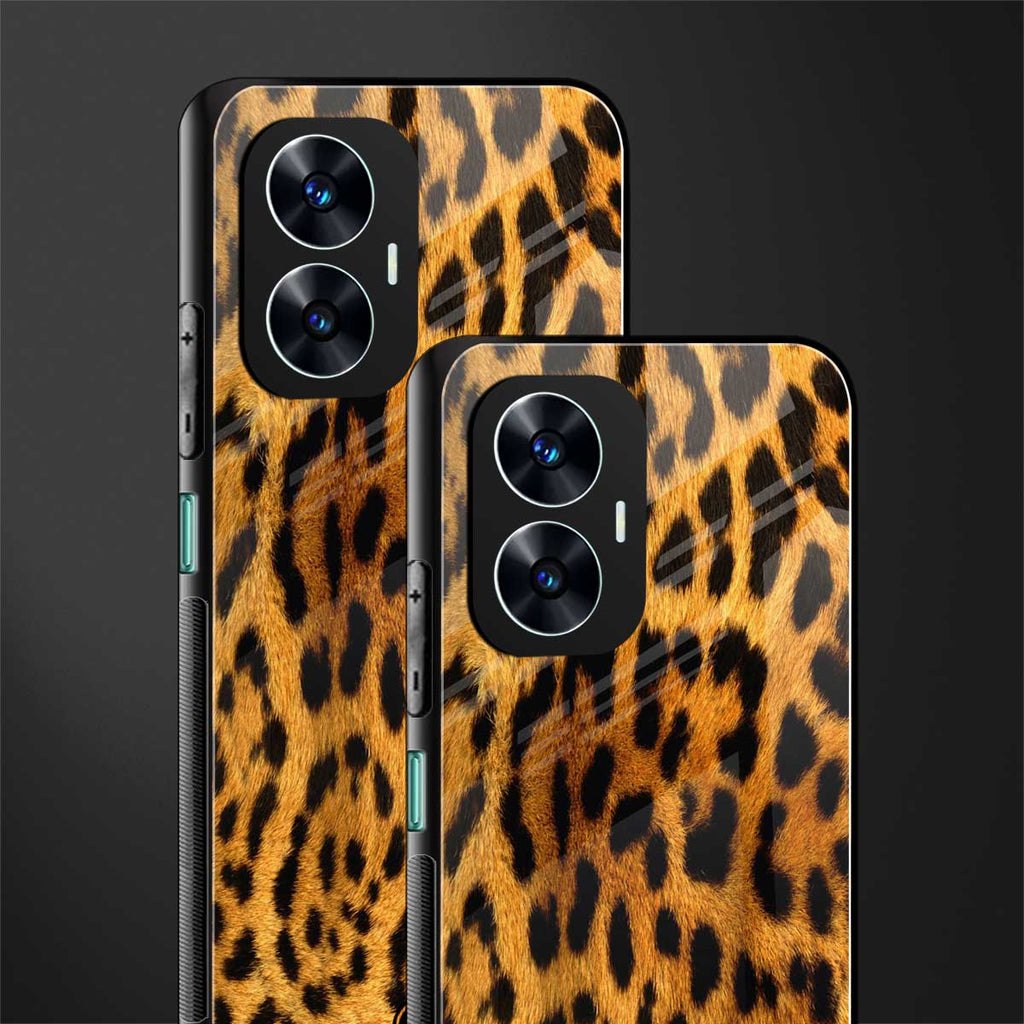 leopard fur back phone cover | glass case for realme c55