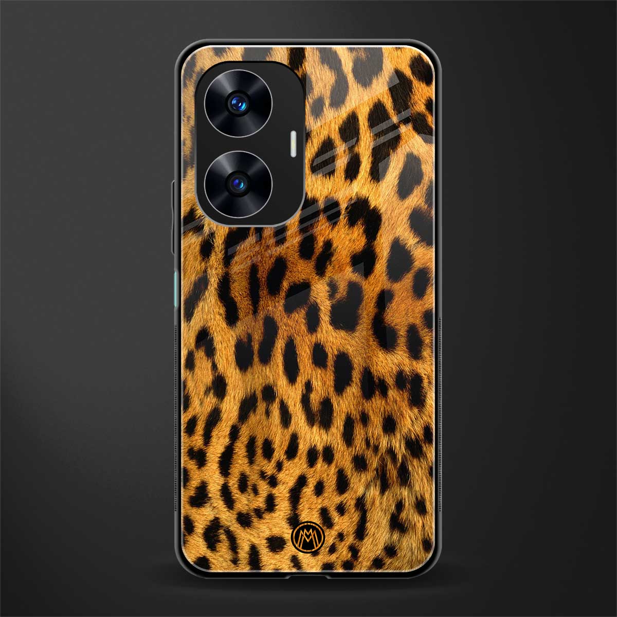 leopard fur back phone cover | glass case for realme c55