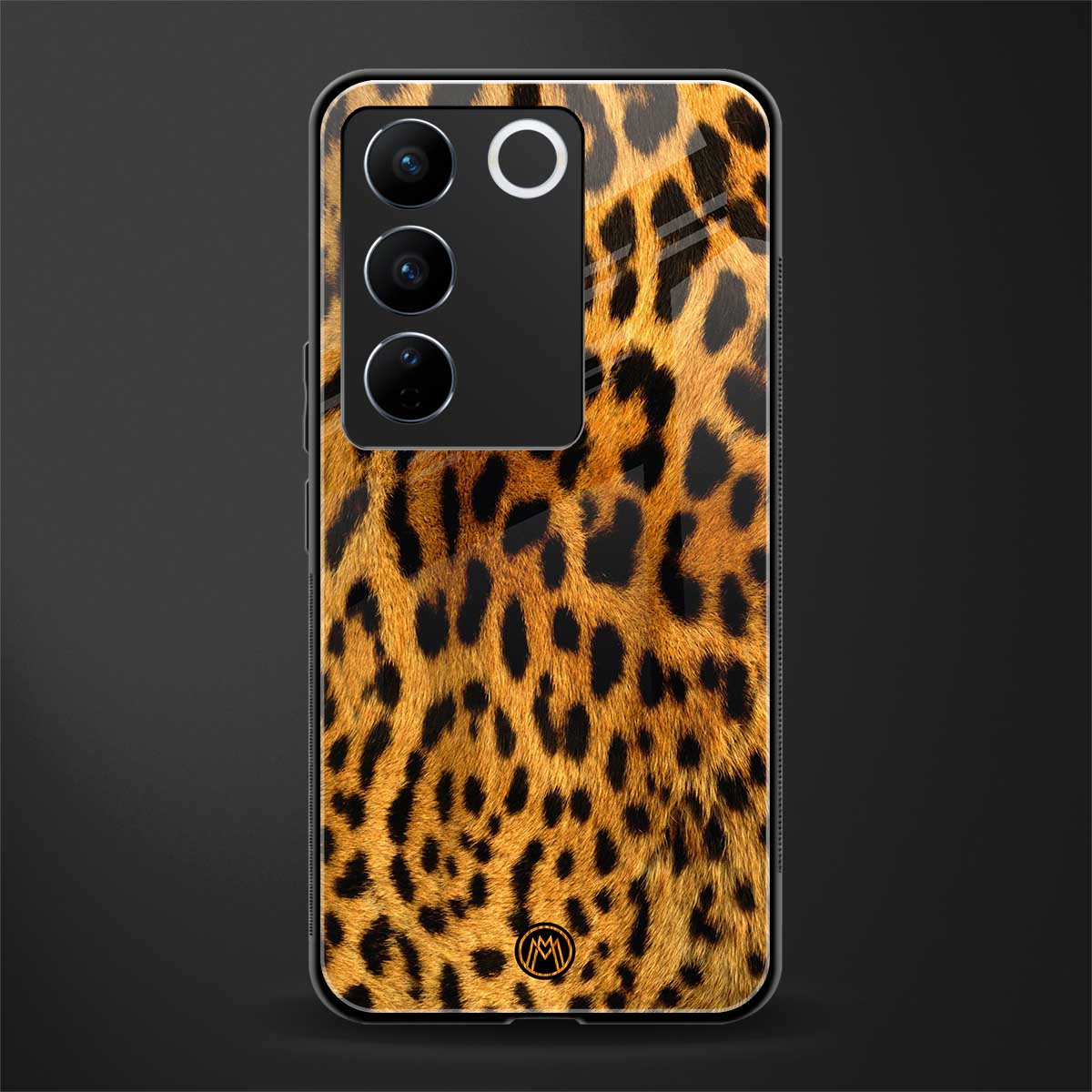 leopard fur back phone cover | glass case for vivo v27 pro 5g