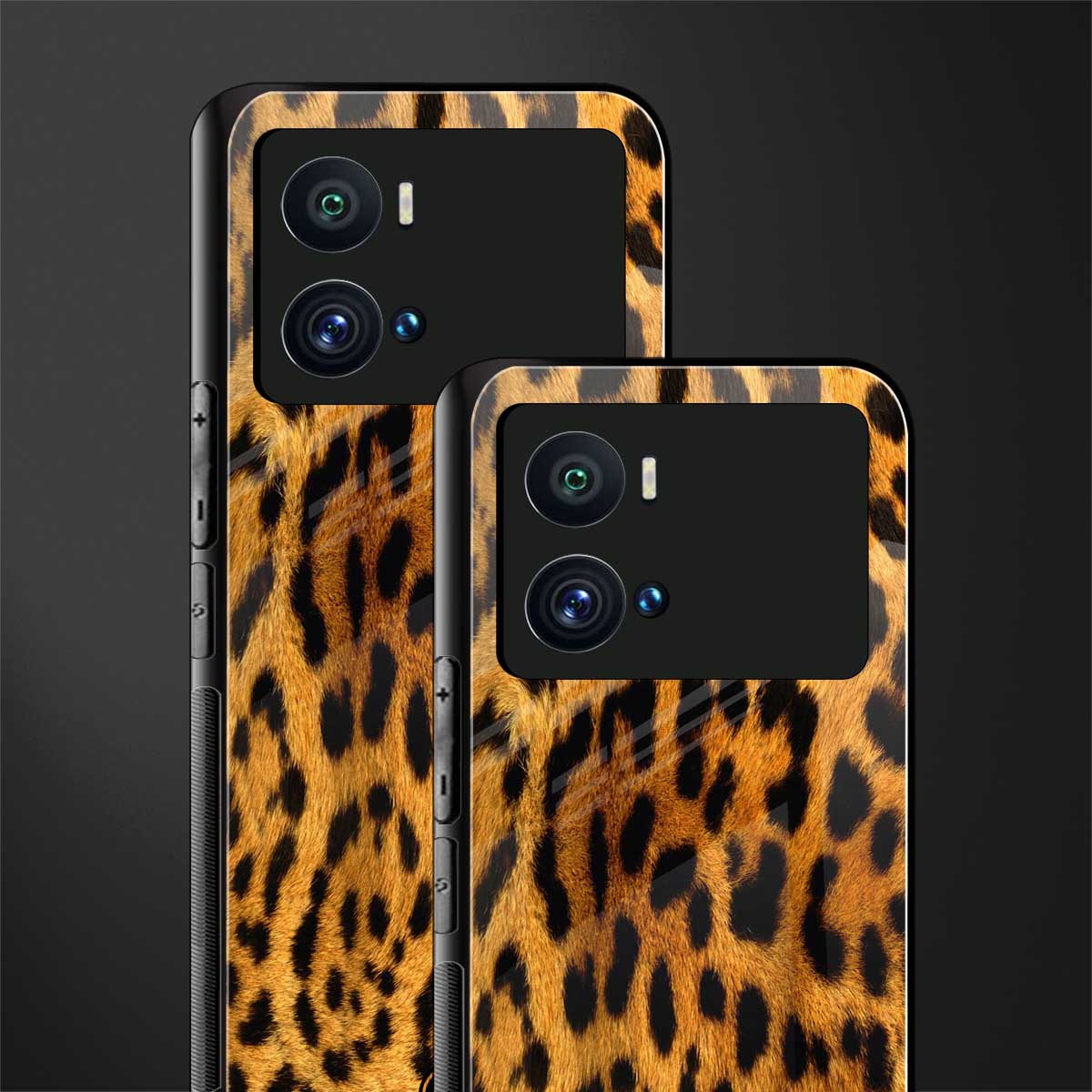 leopard fur back phone cover | glass case for iQOO 9 Pro