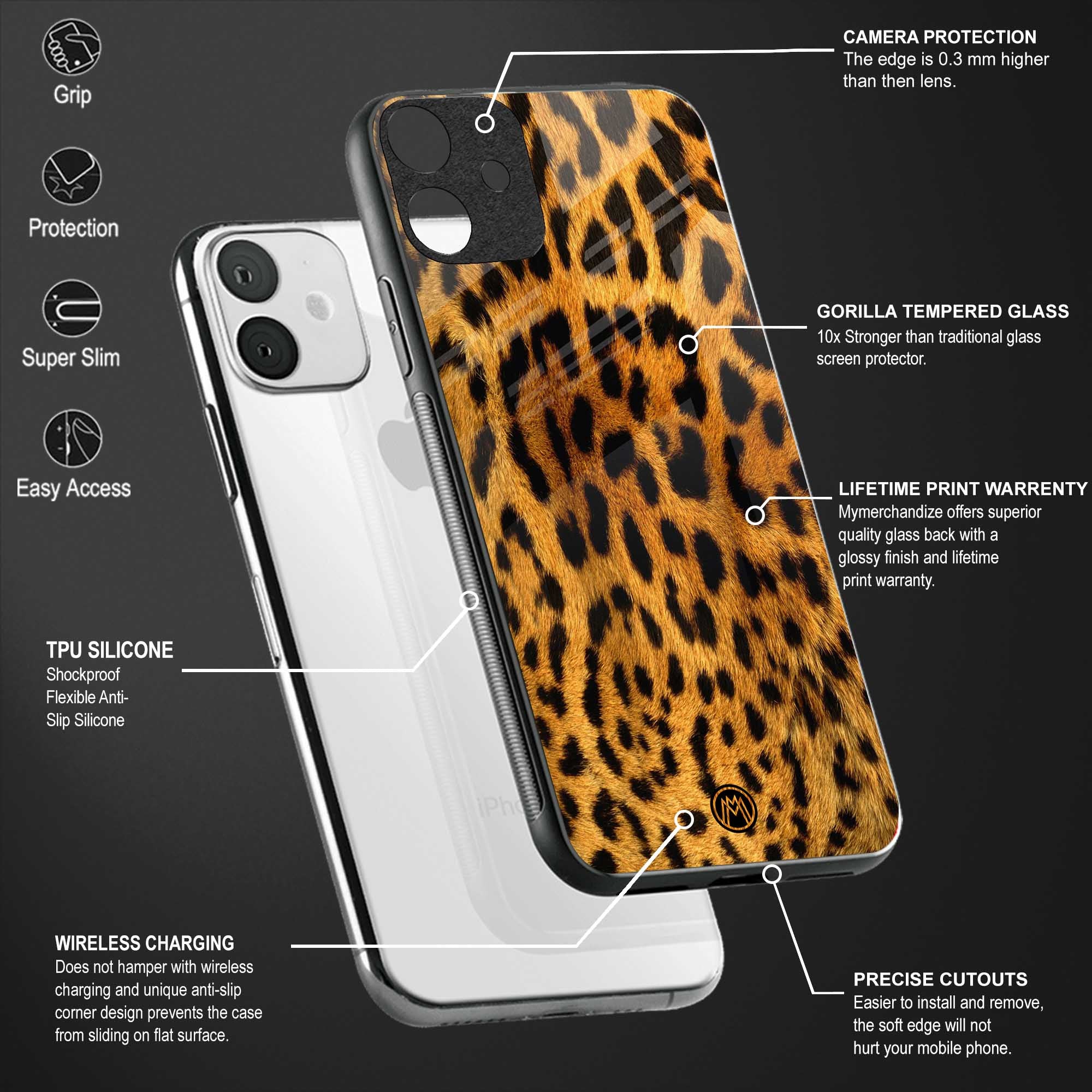leopard fur back phone cover | glass case for oneplus 10t