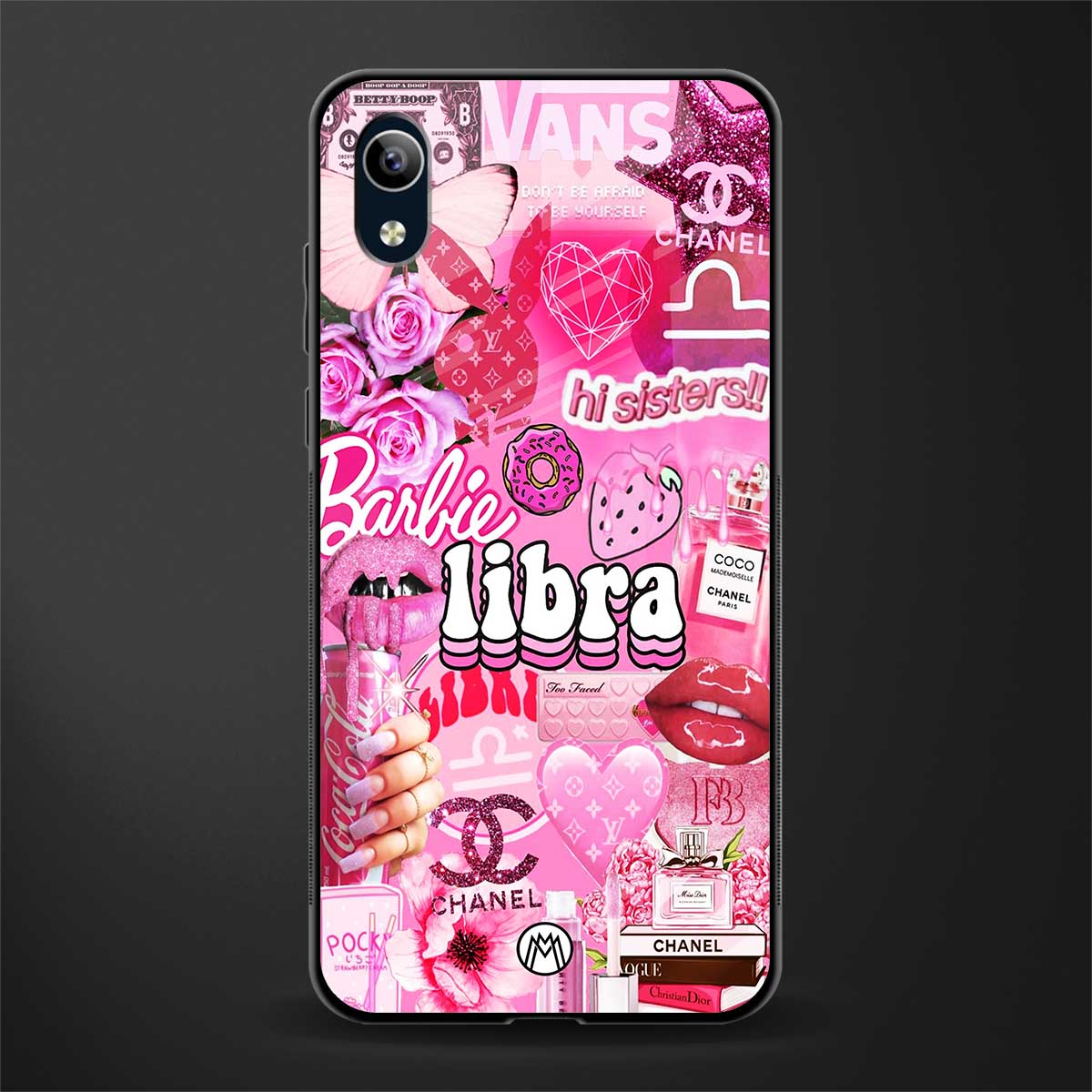 libra aesthetic collage glass case for vivo y1s without fingerprint image