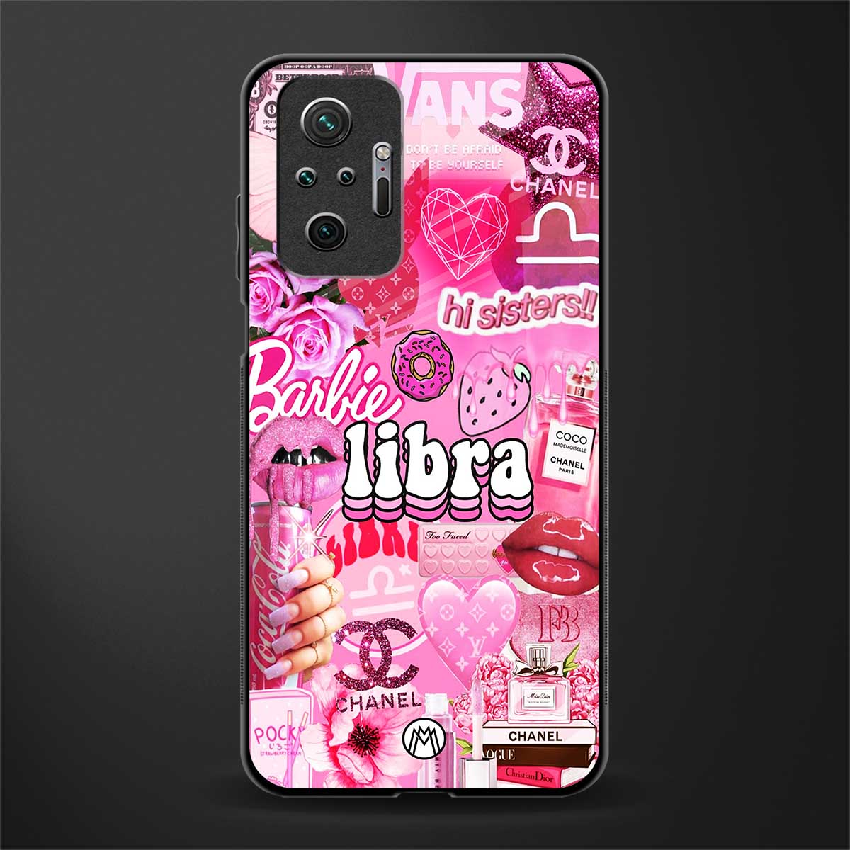 libra aesthetic collage glass case for redmi note 10 pro image