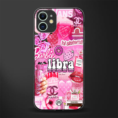 libra aesthetic collage glass case for iphone 12 mini image