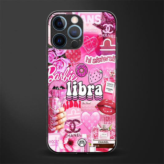 libra aesthetic collage glass case for iphone 14 pro image