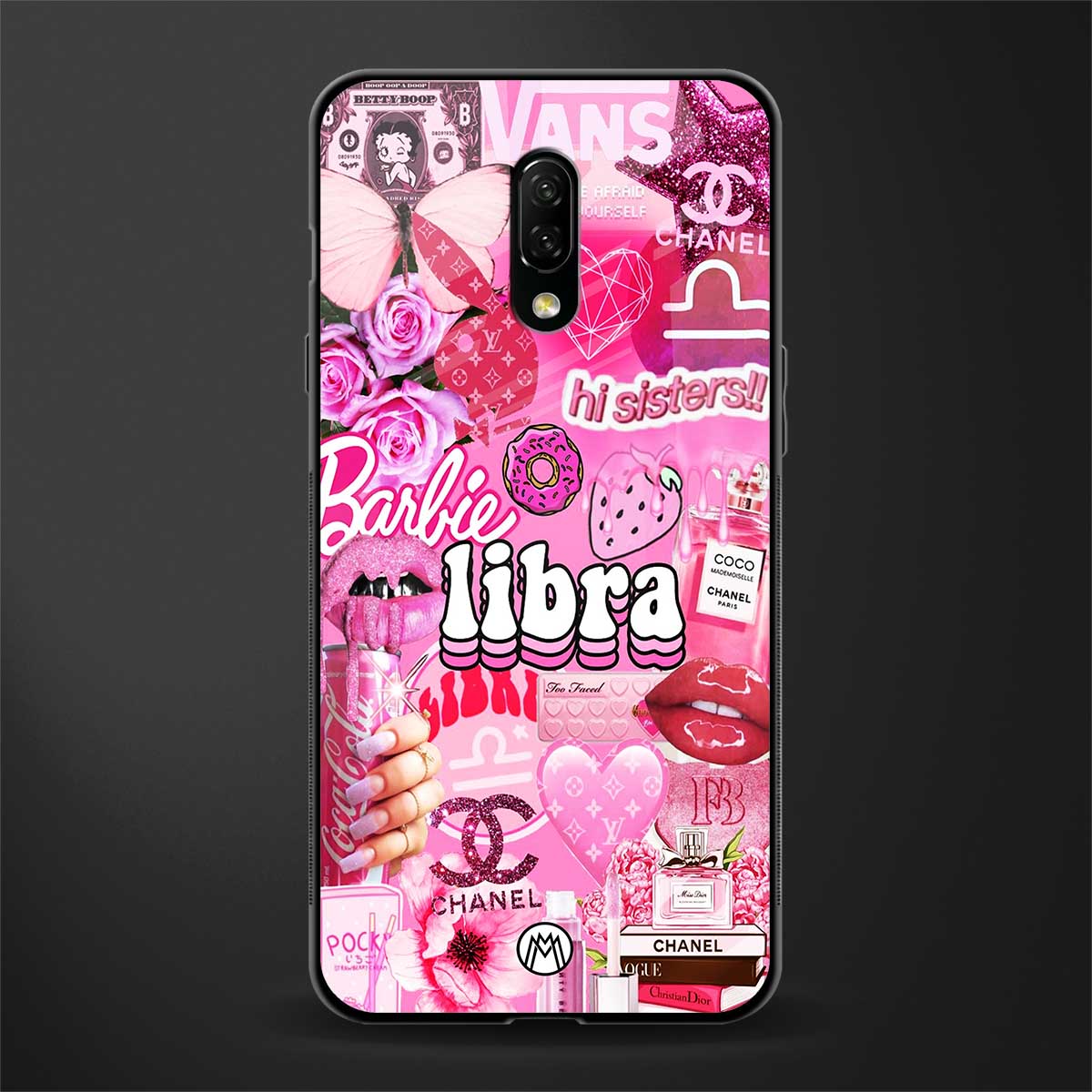 libra aesthetic collage glass case for oneplus 7 image